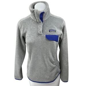 Patagonia Re-Tool Snap Gray Fleece High Neck Long Sleeve Pullover Sweater Top S